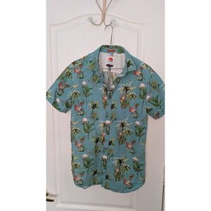 Denim & Flower Ricky Singh Mens Small Flamingo Palm Tree Tropical Button Down